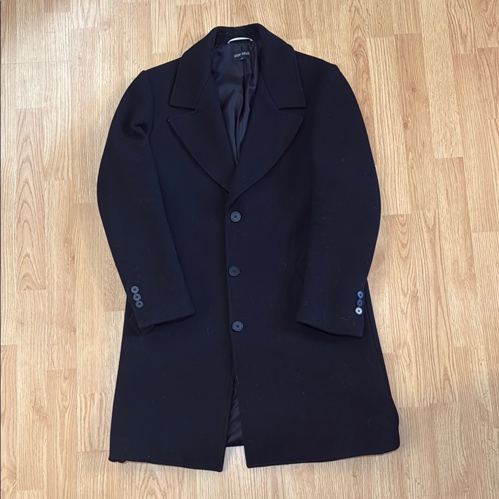 Black crepe wool 3/4 overcoat by Antony Morato black collection. Amazing quality